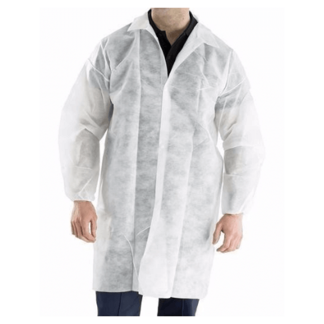 Jaleco não tecido Colarinho de camisa com / sem bolsos Casaco Vistit de Química Médica