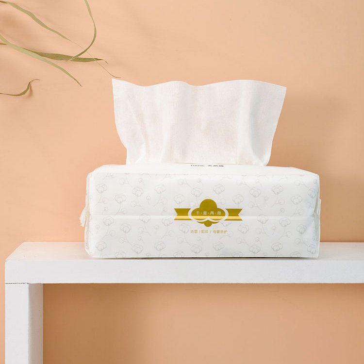 Toalha descartável de algodão macio de uso diário com toalha facial tipo pull seca e úmida, de uso duplo